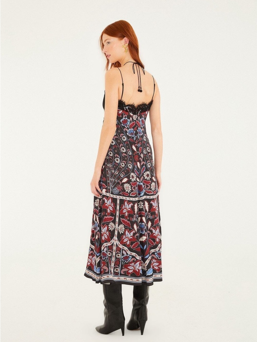 Black Marcelle Lace Lenzing™
Ecovero™ Viscose Slip Midi Dress - Picture 2 of 11